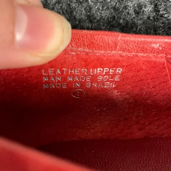 Red Etienne Aigner Pom Pom Ballet Flats womens size 11 leather - Picture 3 of 4